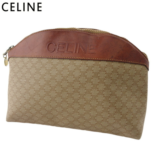 Celine Cosmetic macadam bag brown beige clutch Pouch - Picture 1 of 6